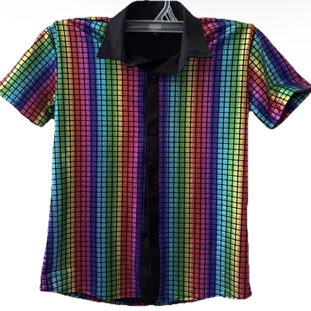Jogal Boys Shimmer Rainbow Shirt size 8 Small Costume Disco Vibrant